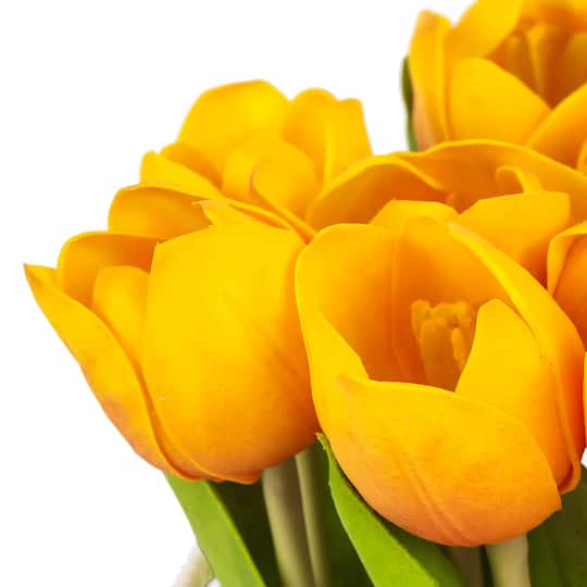 10" Tulip Bouquet in White Basket